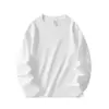Camiseta de Manga Larga para Hombre de Algodón Peinado Puro de Xinjiang de Peso Pesado para Otoño, Color Sólido, Cuello Redondo, Ajuste Holgado, Capa Base de Una Pieza, Dropshipping