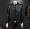 Jaqueta de couro masculina, top de marca nova e moderna, elegante e justa, jaqueta de couro casual para motociclista com gola alta para outono e inverno