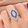 Comercio Electrónico Transfronterizo Más Vendidos Moda Europea y Americana Lujo Anillos de Compromiso de Topacio, Anillos de Zafiro y Joyería al por Mayor
