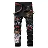 Pantalones vaqueros europeos y americanos transfronterizos para hombre, comercio exterior, elásticos, casuales, estampados, rectos, moda callejera, un lote de 5601
