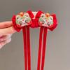 Diadema con lazo rojo estilo chino para niña, horquilla con borlas para Año Nuevo, horquilla de estilo nacional