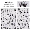 Adesivos de Arte para Unhas Cruz Gótica Letras Inglesas Góticas Planas Adesivos de Arte para Unhas DIY Joia Dh954