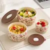 Tigela para Conservar Flores Begônia Estilo Novo, Marmita de Cerâmica Grau Alimentício Segura para Micro-ondas, Tigela para Frutas, Conjunto de Louças Atacado