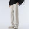 Pantalones Deportivos de Algodón para Hombre, Nueva Tendencia Primavera y Otoño Marca Loose Rectos Pierna Ancha Pantalones de Chándal con Puños de Cordón, Pantalones Largos Casuales