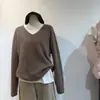 Camiseta elegante, suave y cómoda de algodón con cuello redondo y manga larga para mujer, con corte relajado, diseño versátil y color liso, perfecta como prenda básica para superponer.