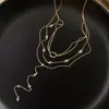 Collar con colgante redondo de cuentas transfronterizo, lujo ligero, de alta gama, moderno, cadena para la clavícula simple, diseño único, joyería nicho para mujer