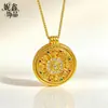 Estilo Nacional Cor Esmalte Auspiciosa Inlaid Diamante Oito Tesouros Bússola Pingente Rotativo Estilo Feminino Método Antigo Filigrana de Ouro Ruyi Perfeição Presente