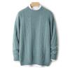 Suéter 100% Lana Pura para Hombre Cuello Redondo Suéter Trenzado de Punto Jersey Jacquard de Tres Hilos Engrosado Jersey Holgado Camisa de Punto Base