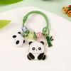 Llavero de Metal de Panda de Dibujos Animados Creativo Tendencia Nacional Bambú Lindo Colgante Estilo Ins Llavero para Bolso Colgante Pequeño