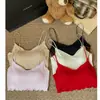 Camisola de Rayón Simple con Volantes para Mujer, Corte Ajustado, Versátil, Lencería con Copas Fijas para Usar por Dentro y por Fuera