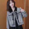 Jaqueta Jeans Casual de Moda Primavera Nova Retro de Botões Estilo Chinês Redutora de Idade Top