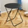 Mesa Redonda Plegable Simple, Mesa de Comedor Plegable Portátil de Metal para Residencias Estudiantiles y Apartamentos de Alquiler, Mesa Ligera Plegable