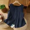 Novo Colete Reversível de Algodão e Linho Vintage 2025 para Mulheres, Top Solto Casual Versátil Fashionável Sem Mangas