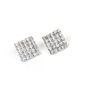 2019 Nuevo Corea del Sur Europeo y Americano otoño e invierno exagerados aretes cuadrados de botón de Diamante completo Super Flash aguja de plata 925 aretes retro de Diamante
