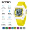Reloj Electrónico Sanda para Fiesta de Estudiantes con Diseño de Color Vibrante, Reloj Deportivo de Moda con Forma de Barril, Reloj Impermeable Multifuncional Versátil