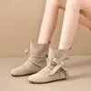 Botines retro populares Birkenstock para mujer, nuevo estilo otoño e invierno 2026, versátiles botines Melard de tacón apilado con lazo, botines Martin