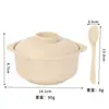 Conjunto de tigelas de sopa de palha de trigo Amazon transfronteiriço, utensílios de mesa domésticos, panela de sopa, tampa de tigela de sopa, conjunto de colheres de sopa