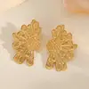 Pendientes Europeos y Americanos de Acero Inoxidable Chapados en Oro de Media Flor de Crisantemo Transfronterizos Joyería Elegante Versátil de Nicho Pendientes Dropshipping