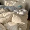 Conjunto de cama de quatro peças em algodão fofo de peso elevado, fresco e simples, capa de edredom individual, roupa de cama feminina, lençol, conjunto de três peças para cama de estudante