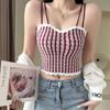 Linda alça para trás listrada base emagrecendo roupas íntimas femininas sem alças com almofada peito exterior vestindo tudo-jogo Hot Girl Small Vest Top para Mulheres