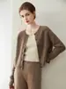 Novo cardigã de cashmere feminino para outono e inverno, gola redonda, jaqueta de tricô de abotoamento simples, suéter de cashmere solto, macio e leve