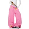 Comércio Transfronteiriço Calça Larga Solta Estilo Retrô Americano com Estampa, Calça de Moletom Unissex de Perna Reta com Padrão Cruzado Estilo Gótico