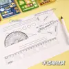 Set Original Inspirador de Cuatro Piezas para Estudiantes con Alto Valor Estético, Regla Transparente de 20 cm, Escuadra, Transportador y Juego de Reglas