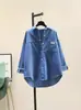 Camisa de Pana de Manga Larga para Mujer Nueva Moda Primavera y Otoño 2026 Aspecto Adelgazante Suelta de Longitud Media Chaqueta Cardigan Camisa