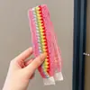 Faixa de cabelo de tricô floral com velcro para mulheres, presilha de franja floral doce, faixa de cabelo para arrumar o cabelo, acessório de cabelo estilo pastoral francês