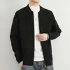Cardigan Masculino de Tricô Cor Sólida com Zíper Duplo para Primavera e Outono Jaqueta de Tricô Casual Estilo Coreano Jaqueta Versátil Top