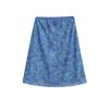 Falda de Malla a Cuadros Azules para Mujer, Estilo Europeo y Americano, Nuevo Modelo de Verano con Lazo, Cintura Elástica, Longitud Media, Falda Bodycon