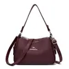 2025 Nova Moda Simples Textura Retrô Bolsa Casual Couro Macio Mãe de Meia-Idade Bolsa de Ombro Transversal para o Trabalho