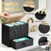 Caja de Almacenamiento de Madera de Doble Capa para Productos de Higiene Personal, Organizador para Baño del Hogar con Tapa Abatible y Cajón