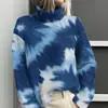 Estación Independiente de Amazon Temu Chaqueta Cardigan Suéter de Cuello Alto Estampado Abstracto Tie-Dye 3D para Mujer E127