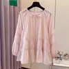 2026 Tallas Grandes Patchwork de Encaje Con Cordones Camisa Estilo Muñeca Temperamento Suave Versátil para Chicas de Tallas Grandes Top de Manga Larga Camisa Pequeña para Mujer