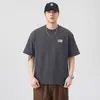 Roupas Masculinas Fengshe / Nova Camiseta de Manga Curta para Homens 2026, Camiseta Casual Versátil com Estampa de Letras, Tecido Pesado