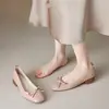 Sapatos Femininos de Salto Grosso com Bico Fino Estilo Vento de Noite Francês 2026 Novo Estilo de Outono Versão Coreana Sapatos Pequenos de Couro Retro Mary Janes de Salto Médio