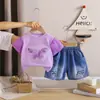 Conjunto de Ropa de Verano para Niñas 2026 Nuevo Elegante Lindo Estilo de Verano para Bebé Moda Conjunto de Dos Piezas de Manga Corta Elegante Infantil Moderno