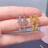 Joyería de color tesoro al por mayor de fábrica plata 925 sin incrustaciones de gemas aretes soporte vacío piedra principal 2*4-4*5 se puede incrustar