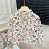 Camisa de Algodón Puro para Niños, Nuevo Estilo de Otoño, Camisa de Manga Larga con Estampado Completo de Dibujos Animados Estilo Coreano para Niños, Top de Moda Casual y Versátil
