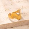 Anillo Nuevo de Acero Inoxidable Transfronterizo, Anillo Abierto Irregular Microincrustado con Diamantes, Joyería de Acero de Titanio Chapada en Oro de 18K Estilo Frío Fábrica