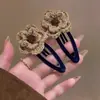 Lindo pasador de flor tejida con textura de terciopelo, forma ovalada, estilo vintage, para niñas, estilo nuevo