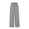 Calça de Alfaiataria Khaki de Cintura Alta Solta com Barra Larga Feminina Outono 2026 Novo Estilo Estilo Old Money Caimento Fluido Perna Reta Calça Casual
