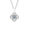 Collar de Flor de Moissanita de Plata de Ley S925 Colgante de Trébol de Cuatro Hojas Lujo Accesible Cadena para Clavícula de Moissanita de Gama Alta Venta al por Mayor de Fábrica