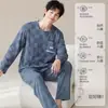 Conjunto de Ropa para Hombre de Primavera y Otoño, Pantalones de Algodón Puro de Manga Larga, Suéter de Cuello Redondo Simple Casual, Ropa Exterior, Ropa para el Hogar