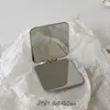 Espejo Pequeño de Acero Inoxidable, Espejo Portátil Plegable, Espejo de Mano para Dormitorio Estudiantil, Espejo de Maquillaje de Doble Cara, Espejo Pequeño Redondo Mini