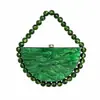 Bolso Acrílico Nuevo con Perlas Retro de Media Luna, Bolso Cuadrado Simple de Noche, Bolso de Mano para Mujer