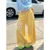 Pantalones anchos de mujer con estampado de estrellas retro americano, holgados y versátiles, cintura elástica, pantalones casuales, pantalones deportivos de chándal para chica hot de jazz