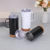 Copo de carro a vácuo de camada dupla 16oz com fundo de cortiça de carvalho transfronteiriço, copo térmico de aço inoxidável 304, copo de café