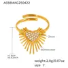 Miduoduo Nuevo Anillo Abierto de Acero Inoxidable Estilo Europeo y Americano con Zirconia 5A Alas Súper Brillantes Corazón Joyería de Moda para Mujer Tendencia